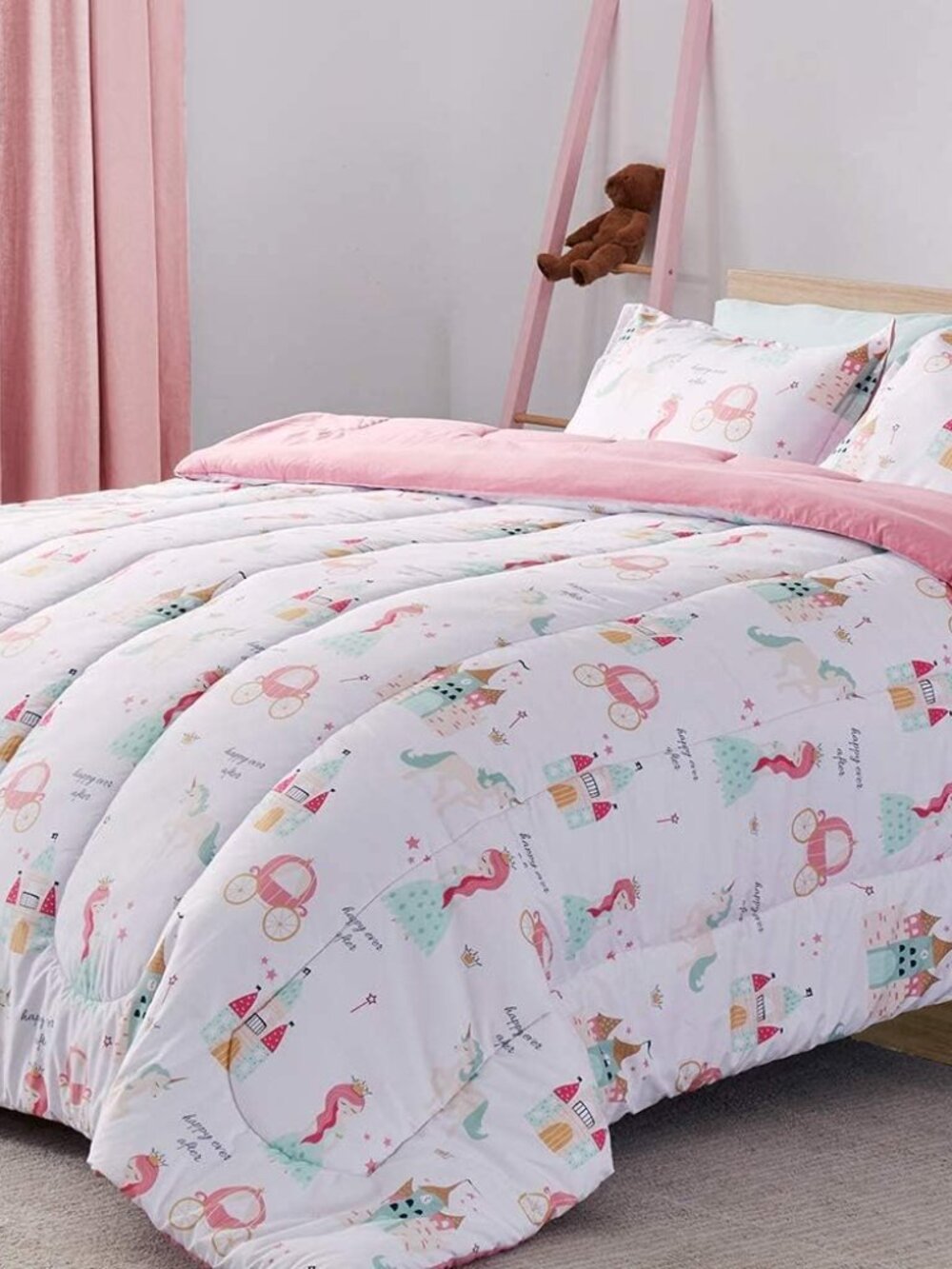 Sleep Zone Princess Castle Queen Comforter Set - 3 Piece